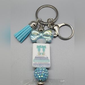 Blue and Silver Keychain with Bow and Tassel
